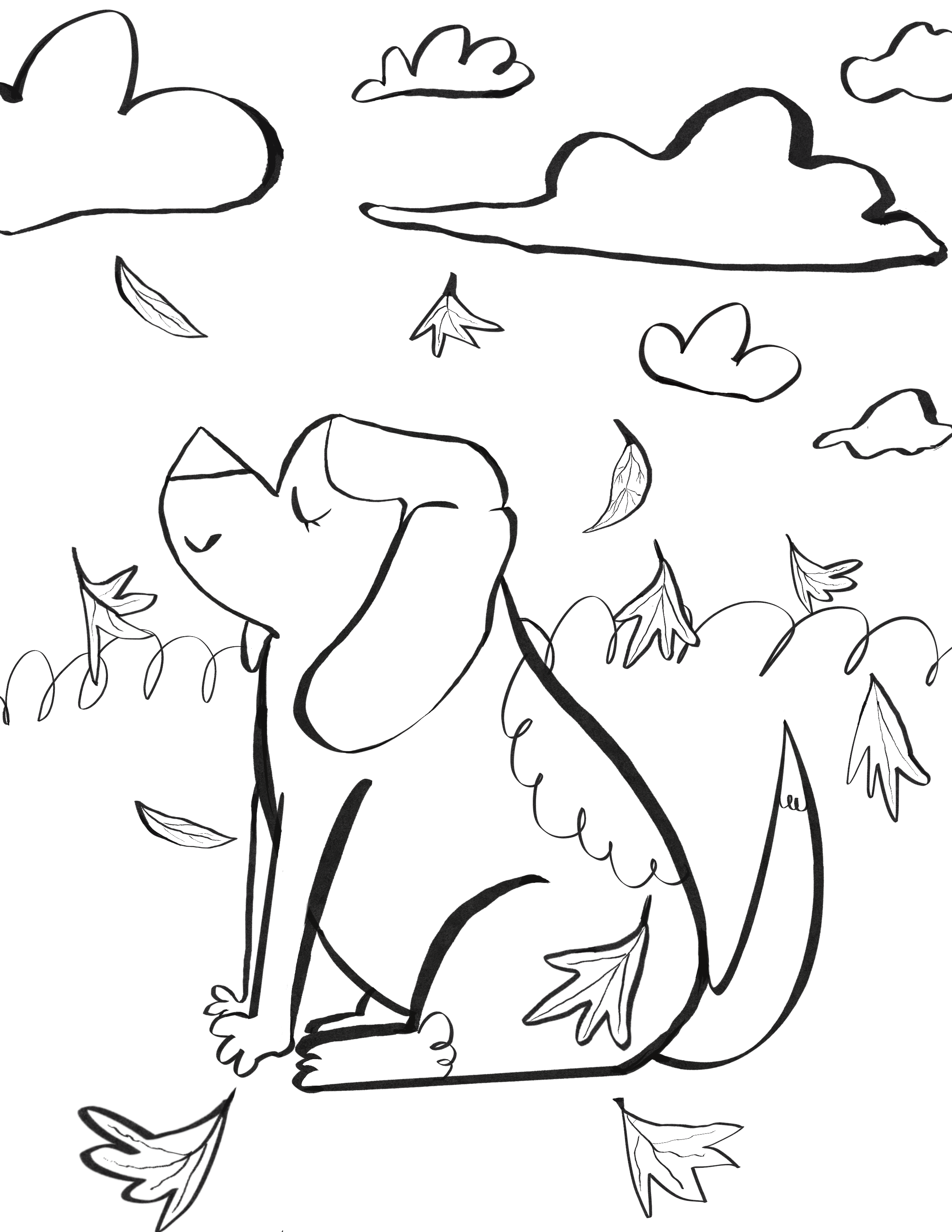 A Beagle Standing in Leaves